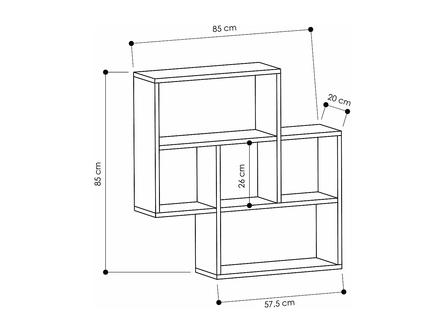 Mensola MAYBE - rovere chiaro, 85x85x20