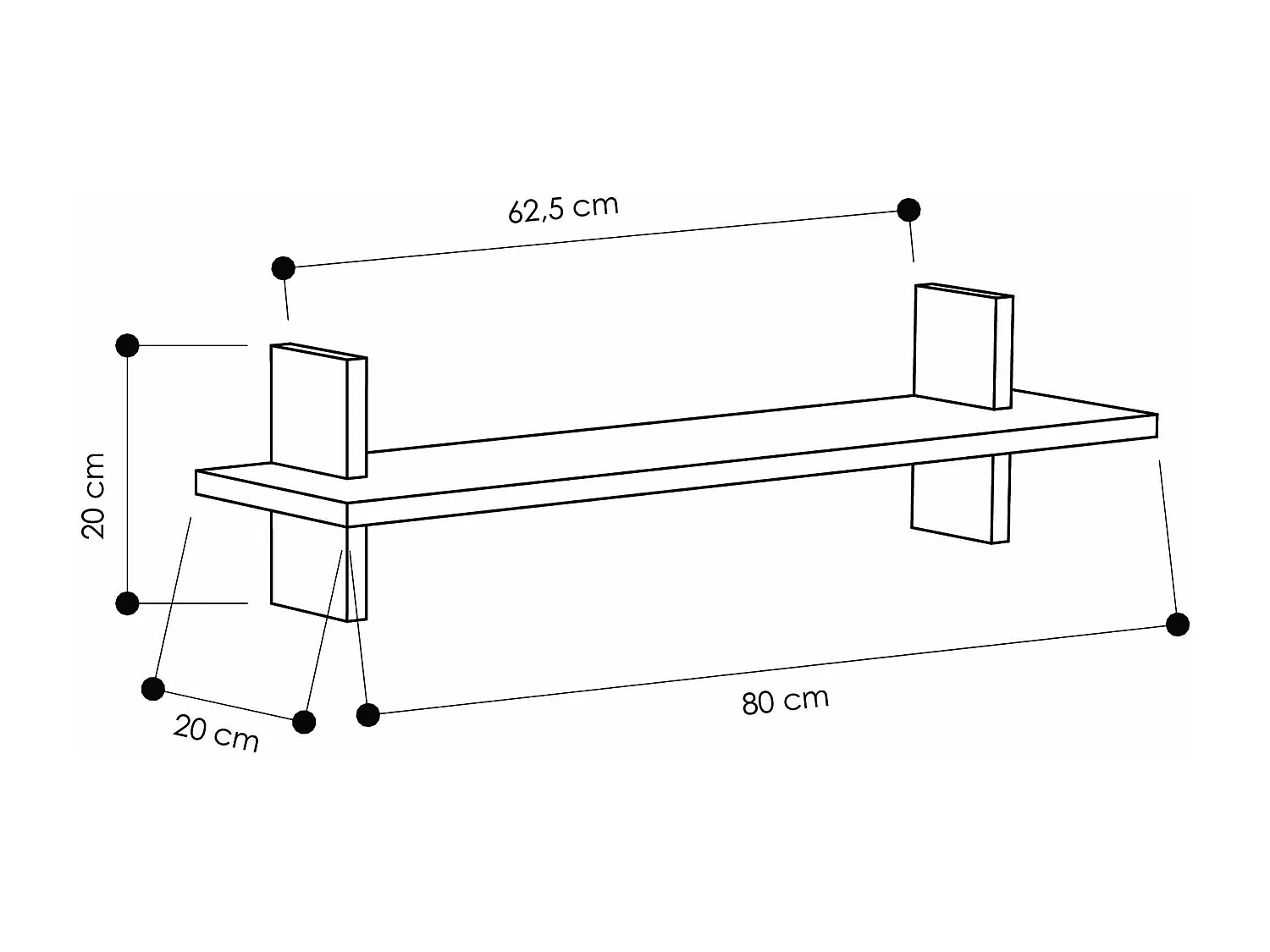 Mensola MUST - Bianca, 80x20x20
