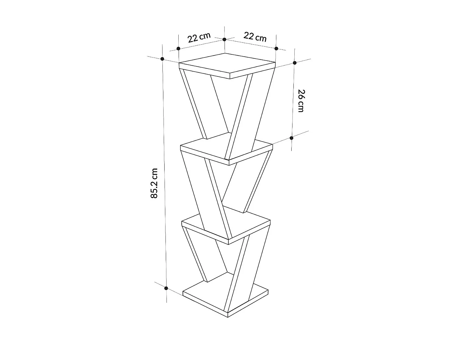 Etagère ZENA - blanc, 22x85x22