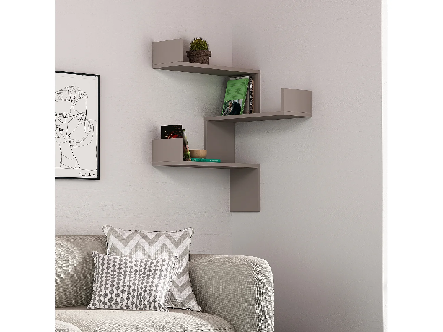 Eckregal LUKSA - Beige, 60x90x22