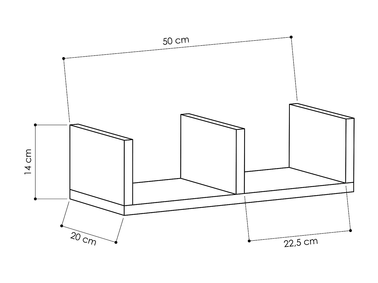 Etagère RAF - anthracite, 50x16x20