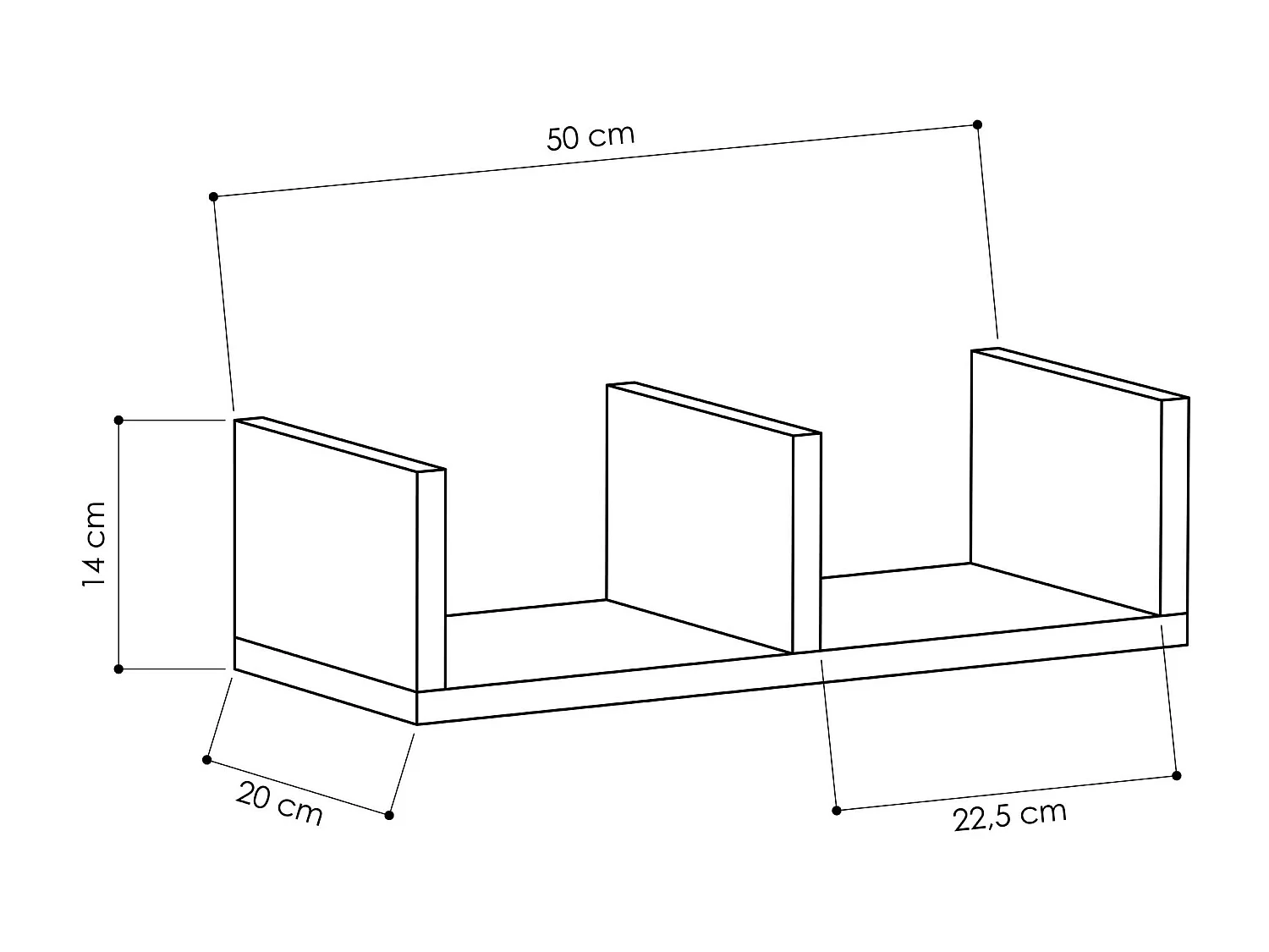 Etagère RAF - anthracite, 50x16x20