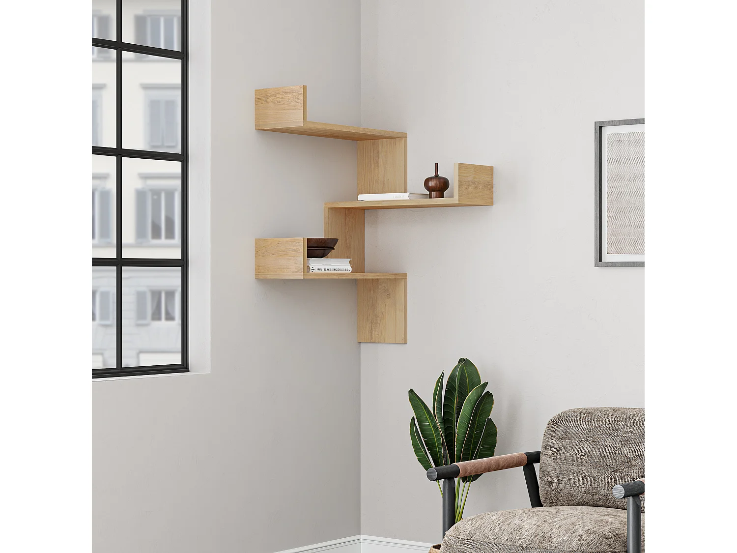 Eckregal LUKSA - Eiche hell, 60x90x22