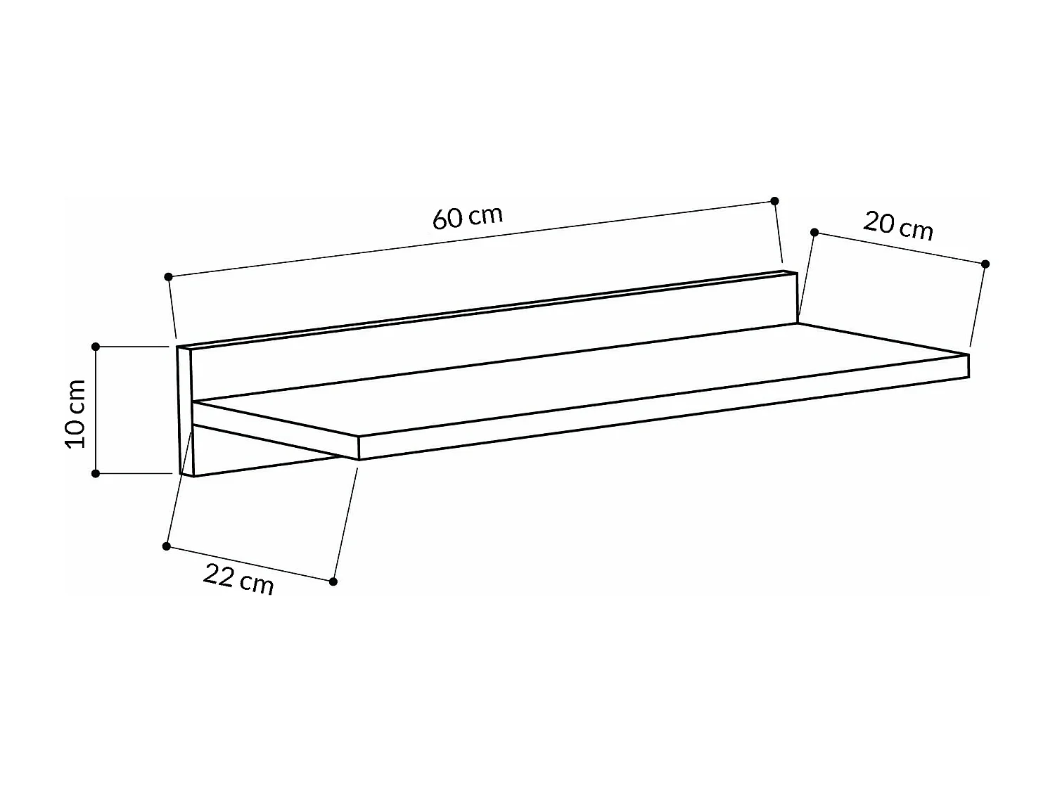 Regal DUZ - Eiche hell, 60x10x24