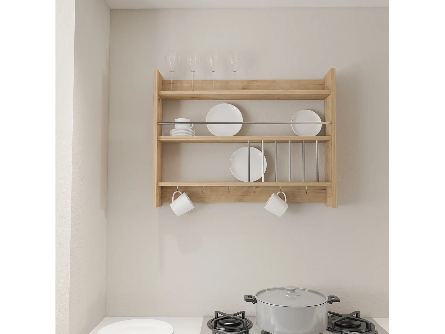 Decortie Eiken 15x85x65cm Zwevende Wandplank Spaanplaat Keukenplank Kolin