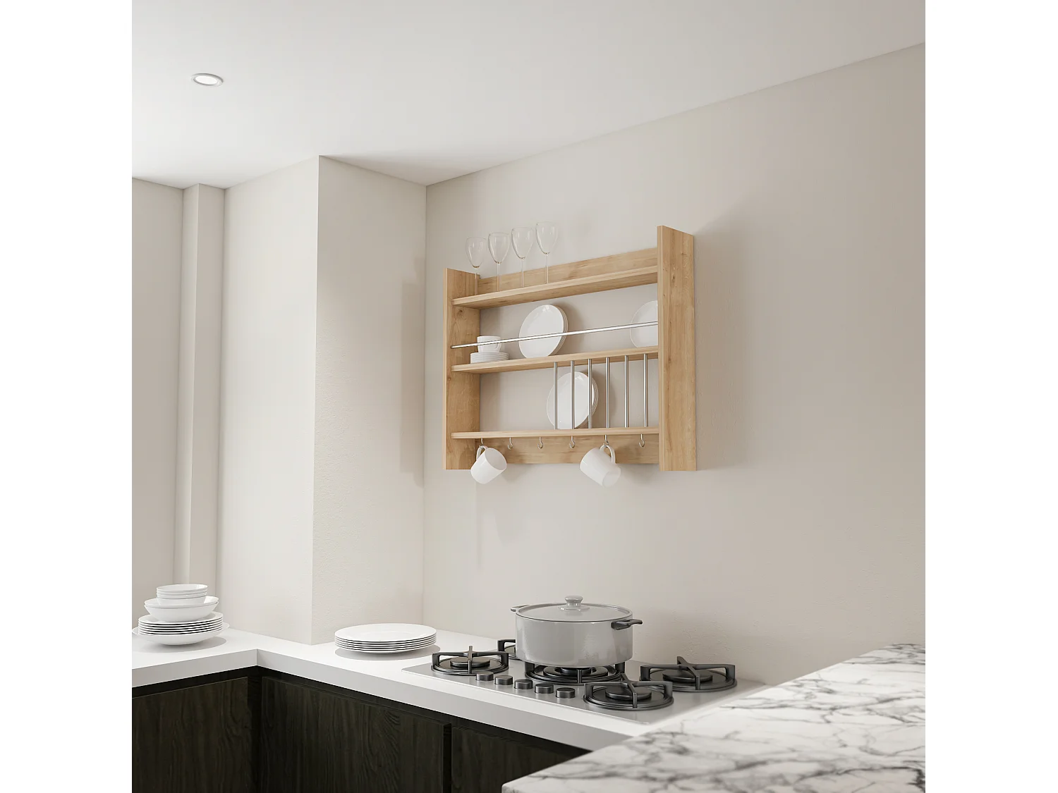 Decortie Eiken 15x85x65cm Zwevende Wandplank Spaanplaat Keukenplank Kolin