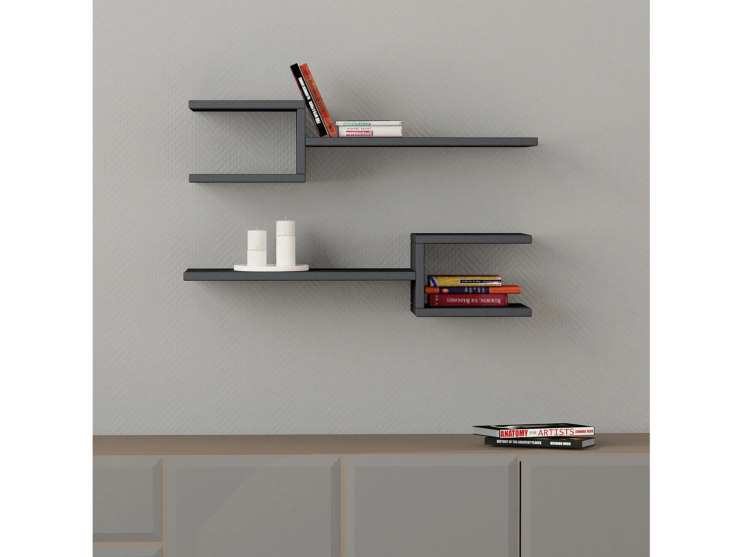 Etagère FORK - anthracite, 75x17x20