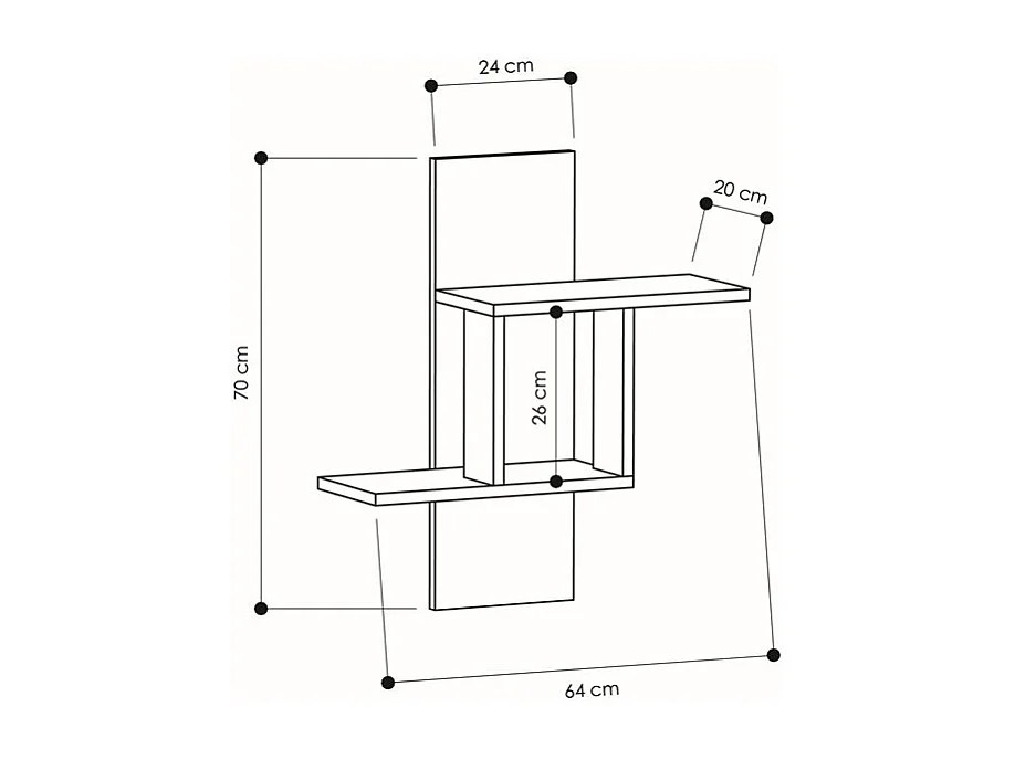 Mensola MILL - rovere chiaro, 64x70x20