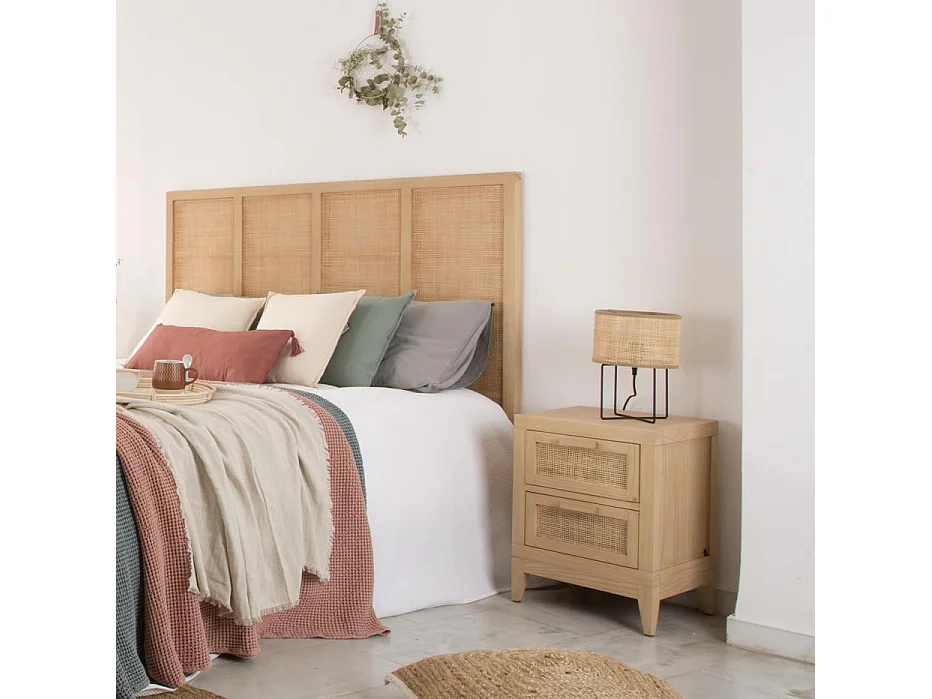 Comodino legno massello, pannello in mdf e impiallacciatura  naturale 35x55