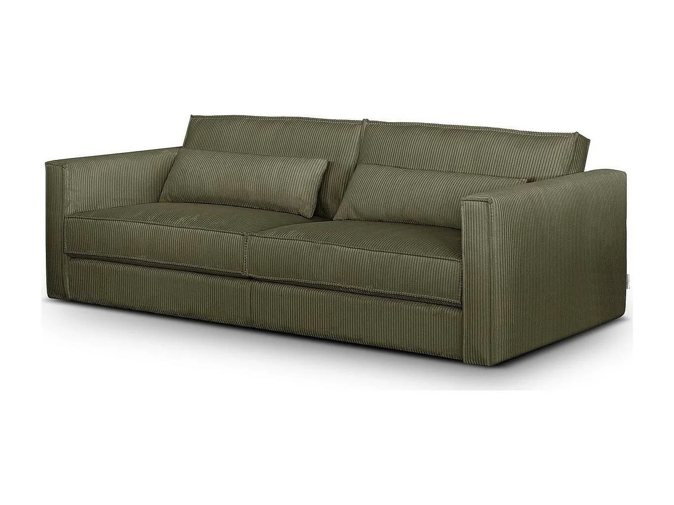 Canapé 3 places en velours côtelé vert kaki - Oria