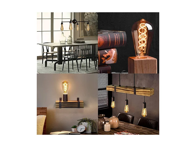 NETTLIFE, 3 ampollas LED E27, lámpara vintage ST64, ampolla rétro, blanco cálido, 4W, ampolla de filamento, 2200K.