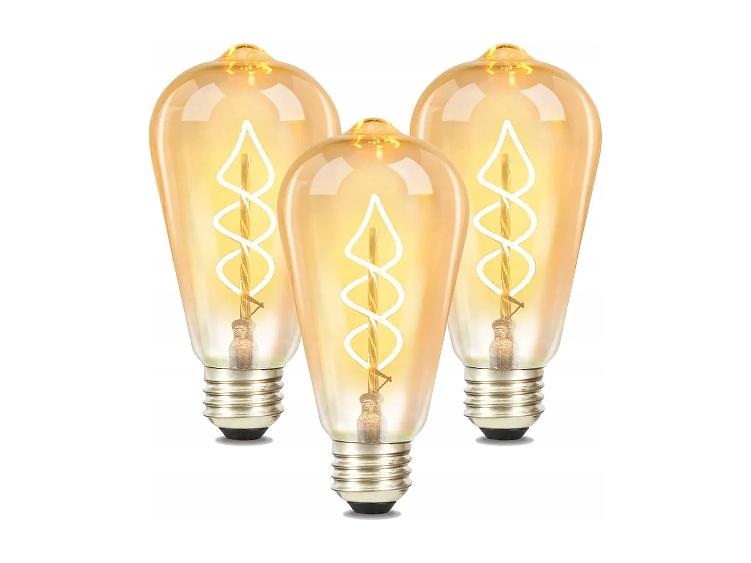 NETTLIFE 3x E27 LED - gloeilamp in vintage ST64 - retro, warme witte 4W - gloeilamp met filament, 2200K