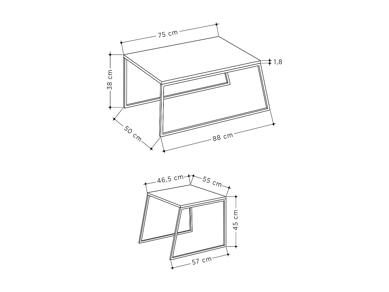 Couchtisch PAL -  Mokka Grau - 88 x 50 x 38 cm