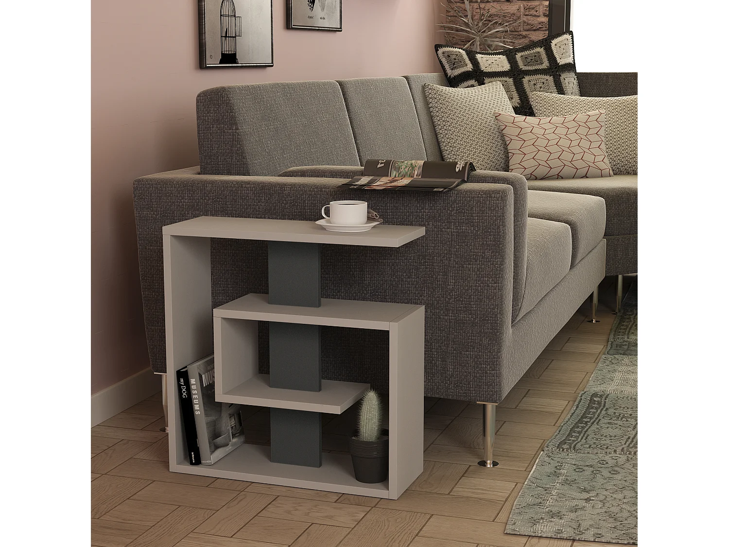 Tavolino SALY- grigio antracite, 55x57x20