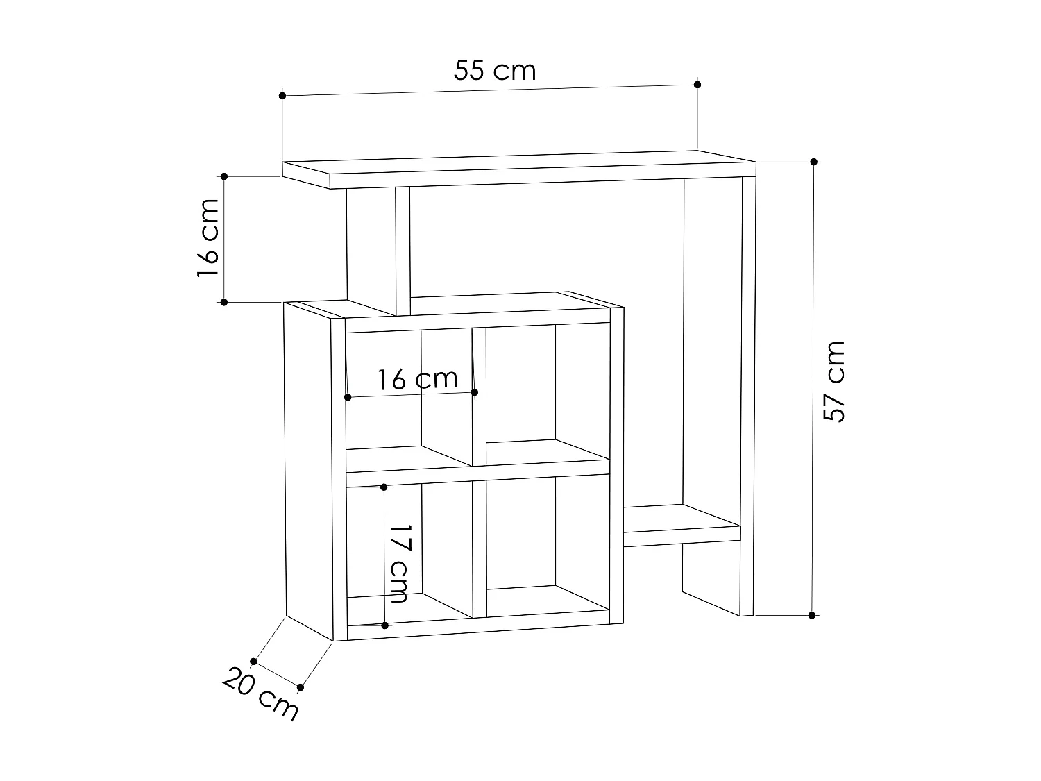 Table d'appoint MONDRI - couleur naturelle claire, 55x57x20