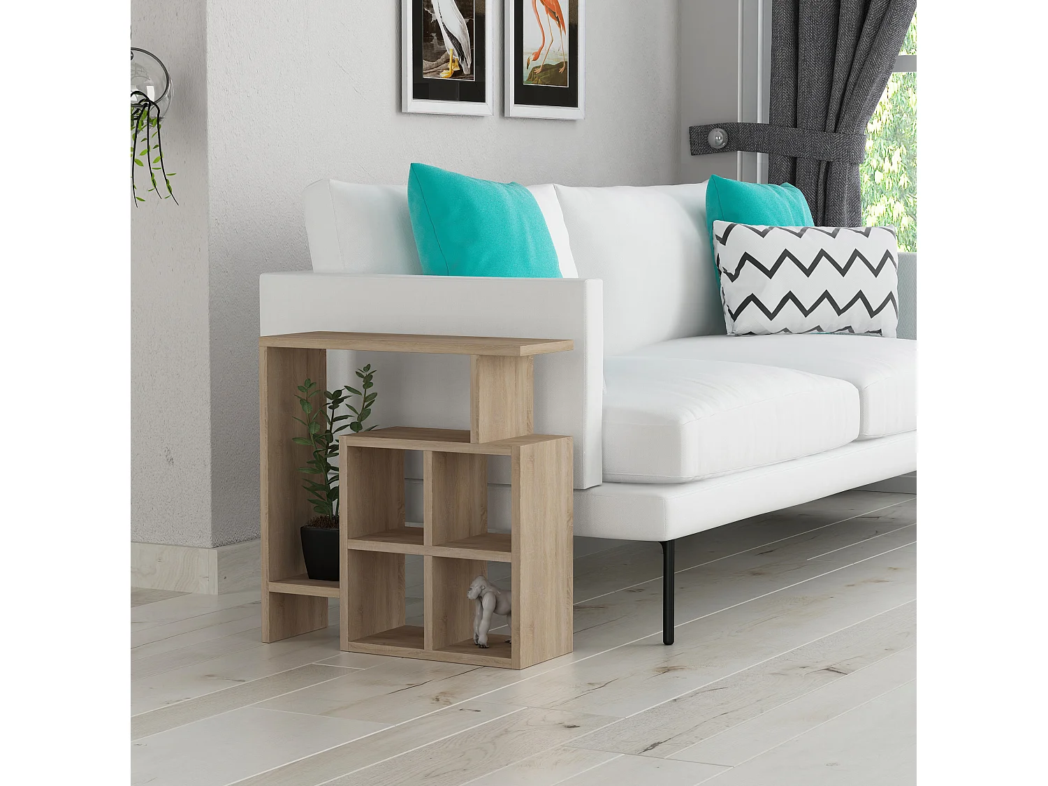 Tavolino MONDRI - colore naturale chiaro, 55x57x20