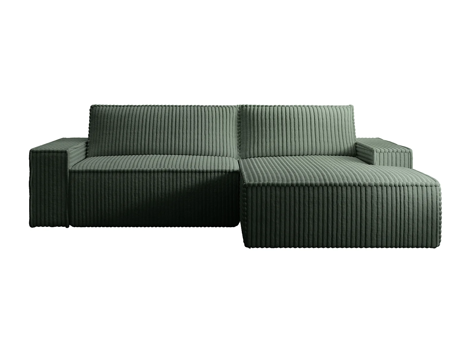 Ecksofa mit Schlaffunktion - Ecke rechts - grob gerippter Cord - Grün - AMELIA