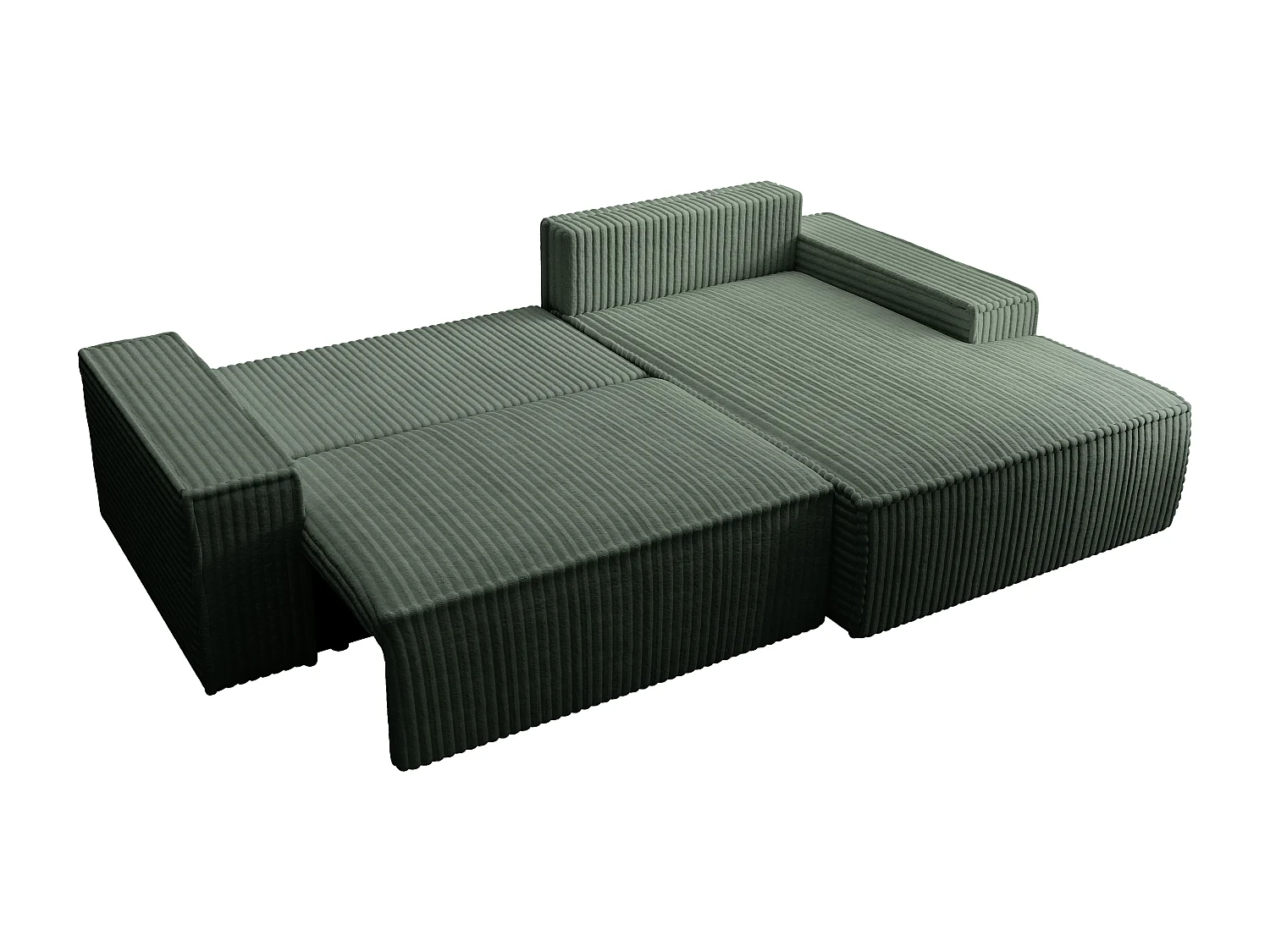 Ecksofa mit Schlaffunktion - Ecke rechts - grob gerippter Cord - Grün - AMELIA