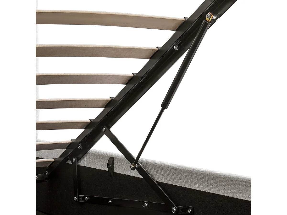 Lit coffre adulte 180x200 cm avec tête de lit matelassée en tissu beige et sommier - Tina