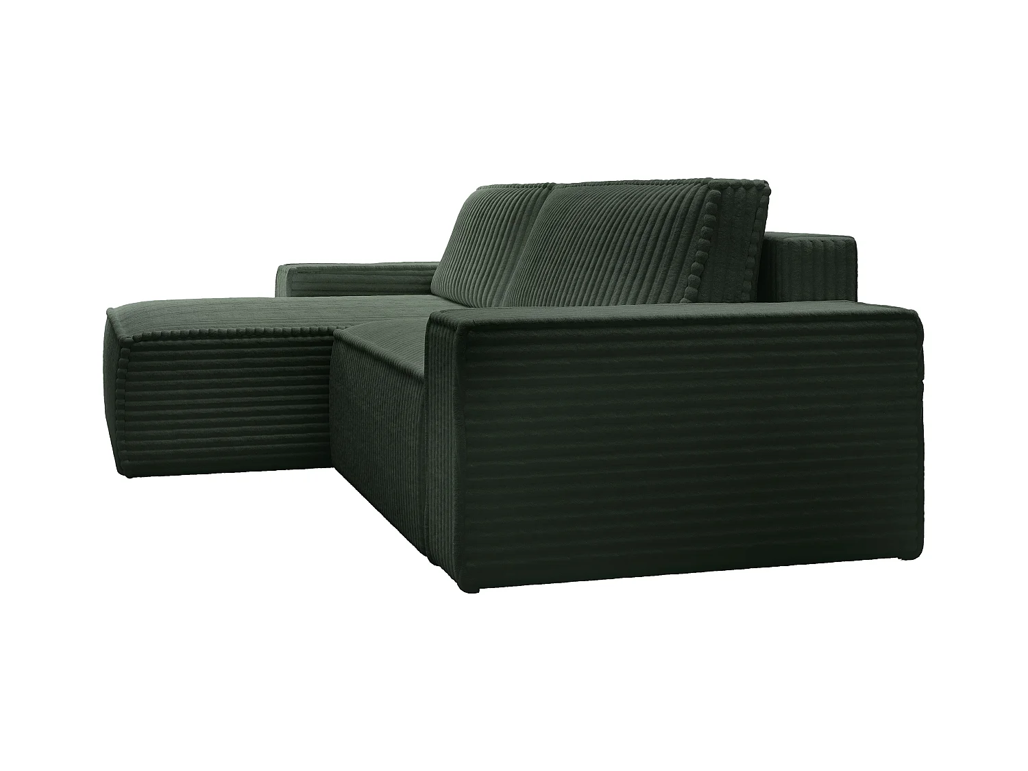 Ecksofa mit Schlaffunktion - Ecke links - grob gerippter Cord - Tannengrün - AMELIA