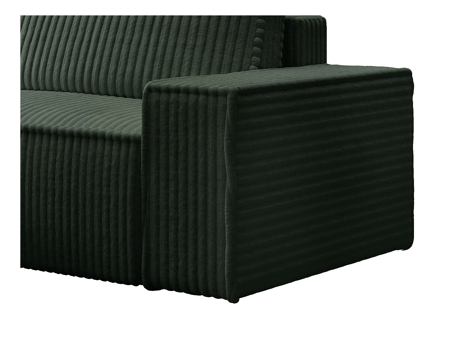 Ecksofa mit Schlaffunktion - Ecke links - grob gerippter Cord - Tannengrün - AMELIA