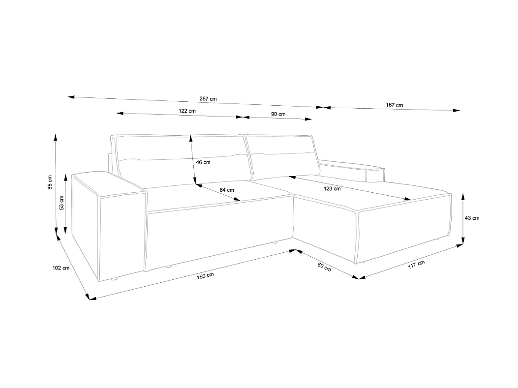 Ecksofa mit Schlaffunktion - Ecke links - grob gerippter Cord - Tannengrün - AMELIA