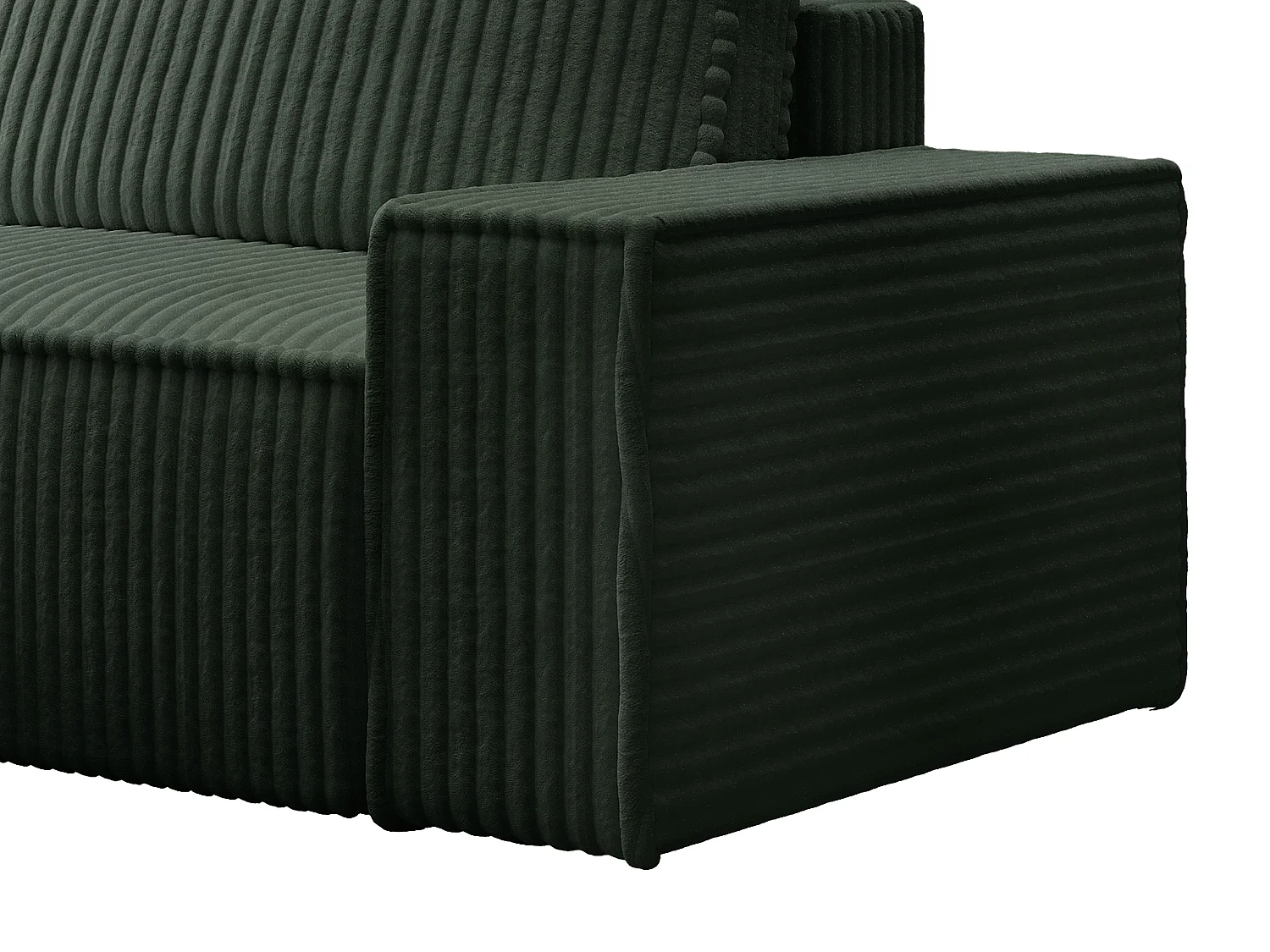 Canapé d'angle gauche convertible en velours côtelé grosses côtes vert sapin AMELIA