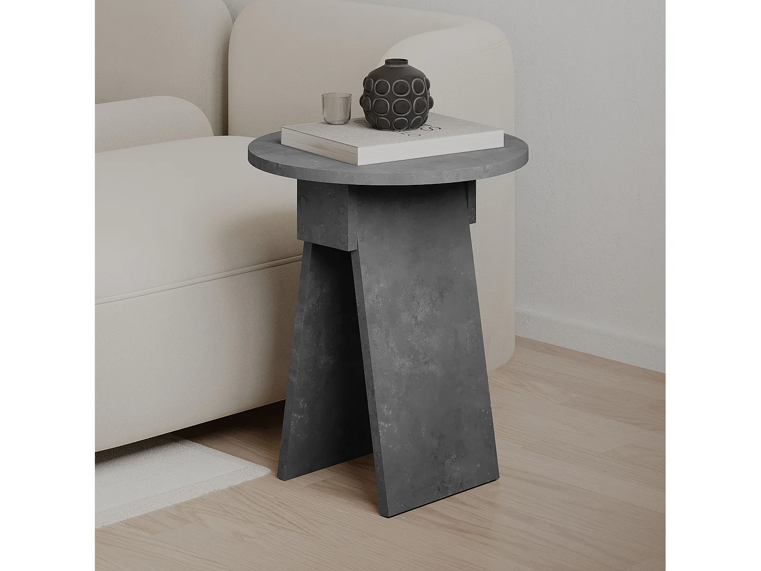 Decortie Gris Rétro 42x42x50cm Table d'appoint, panneau de particules, table basse, Chen