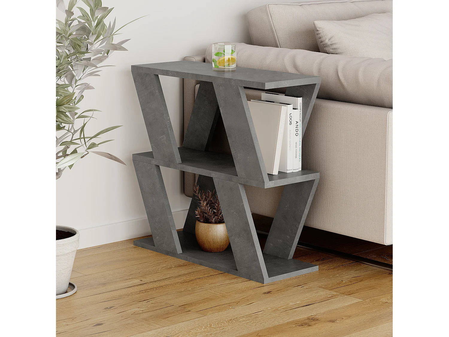 Beistelltisch LAZENA- Weiß, 60x56x22