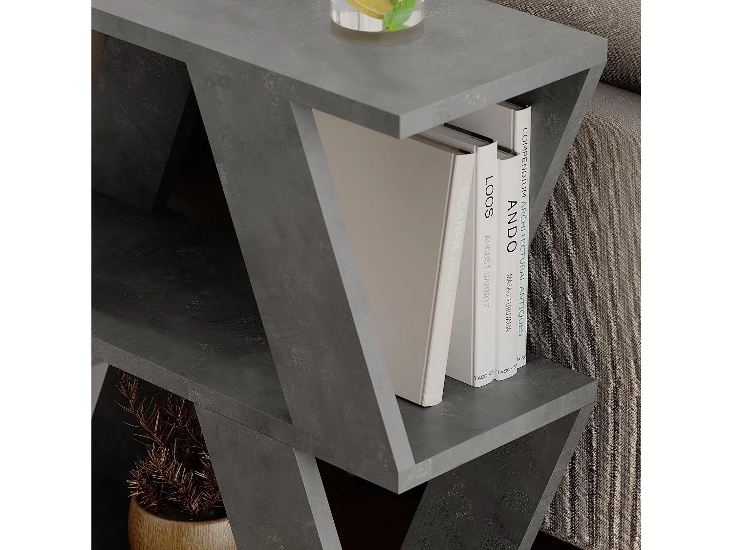 Beistelltisch LAZENA- Weiß, 60x56x22