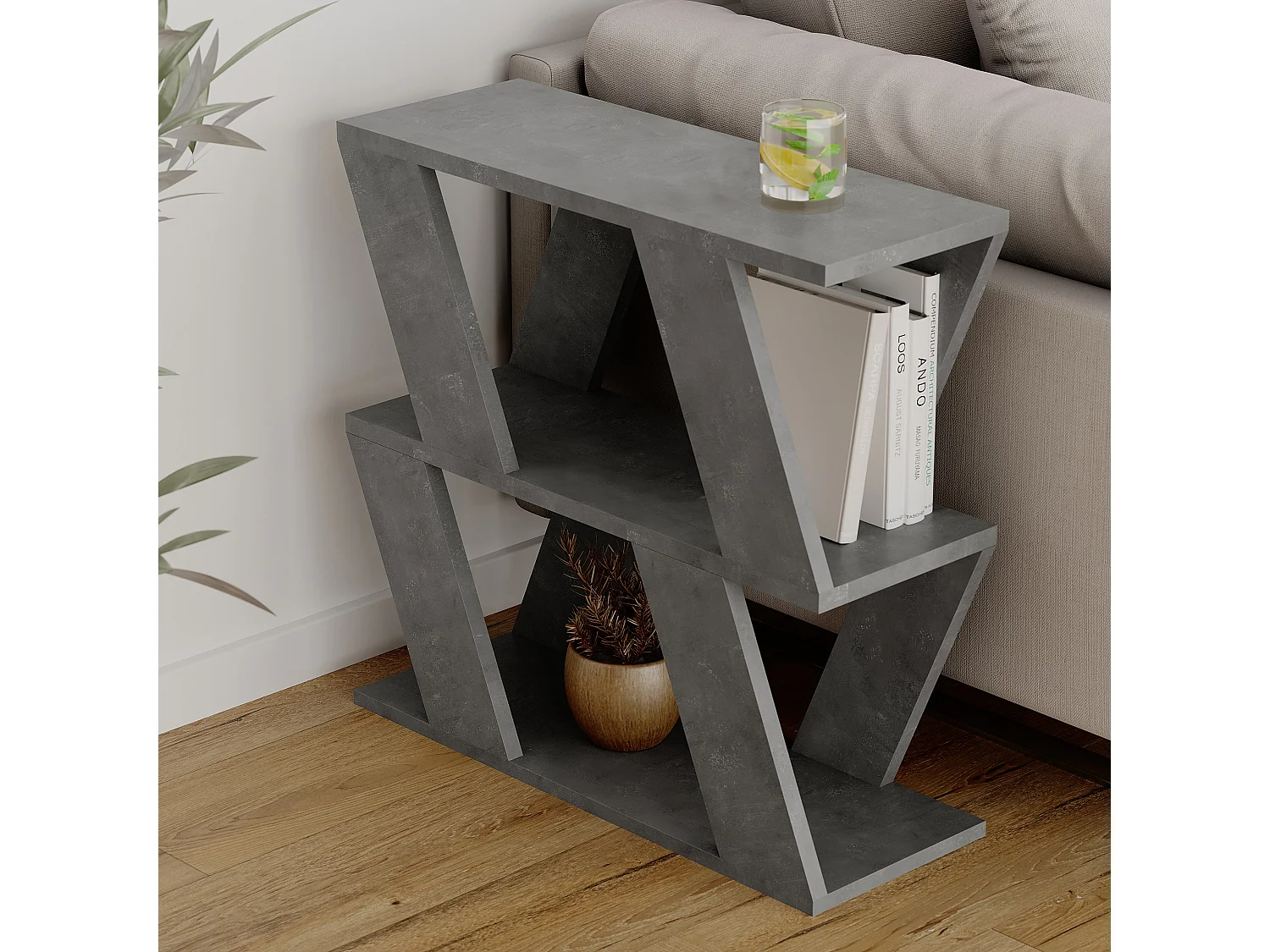 Beistelltisch LAZENA- Weiß, 60x56x22