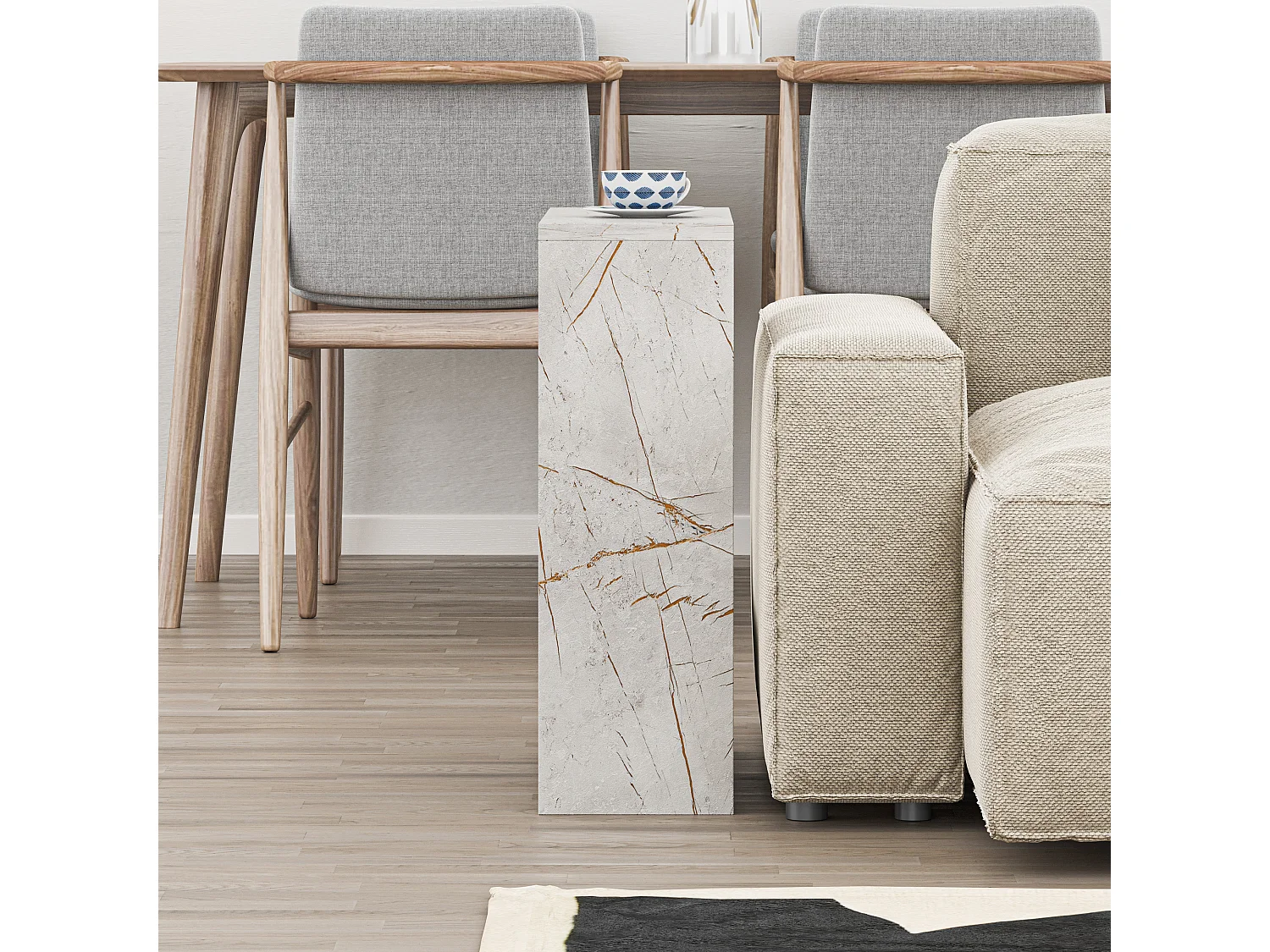 Decortie Effet Marbre Doré 20x55x60cm Table d'appoint avec étagère en aggloméré Table d'appoint rectangulaire Simpi