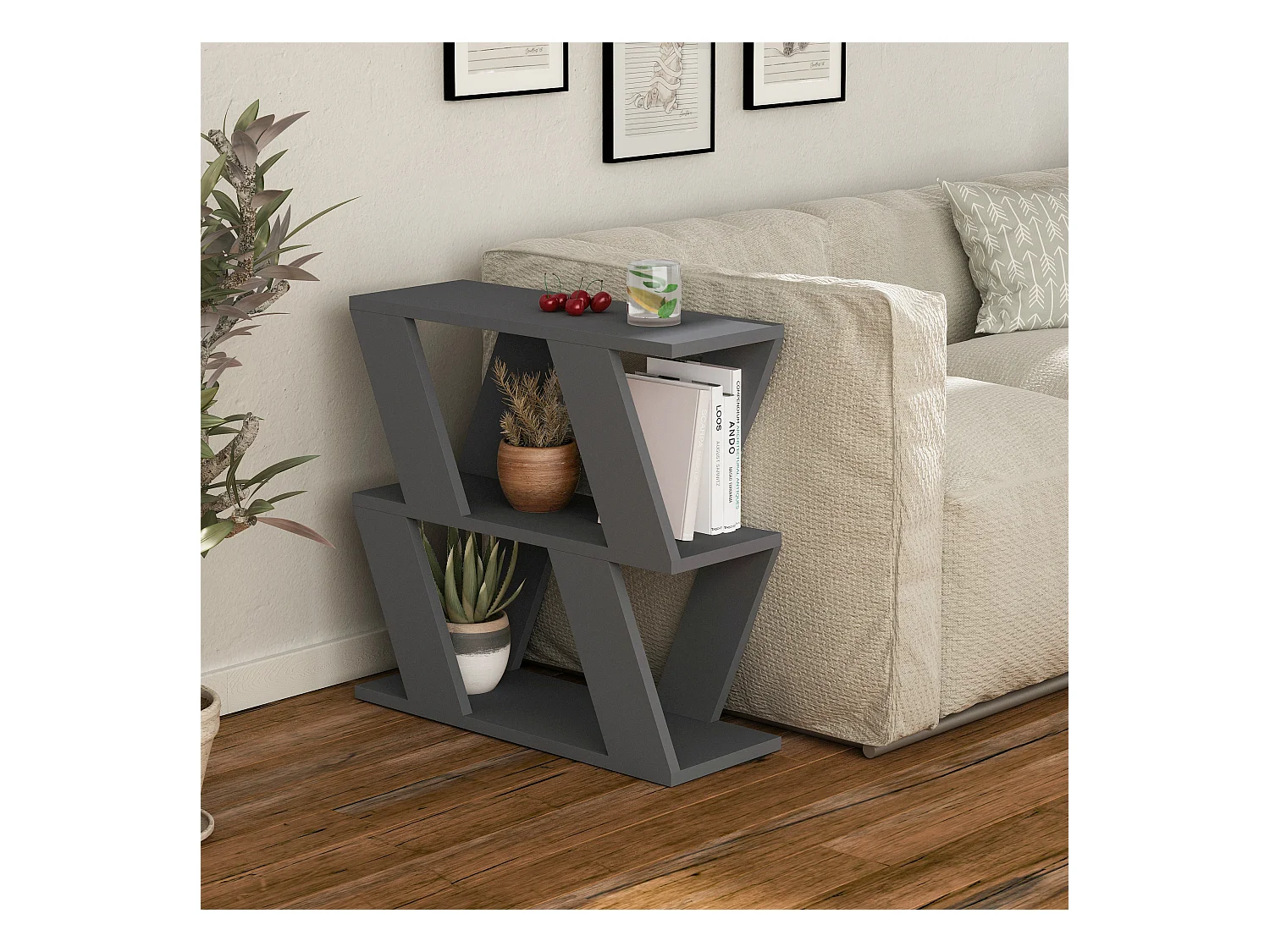 Beistelltisch LAZENA- Weiß, 60x56x22