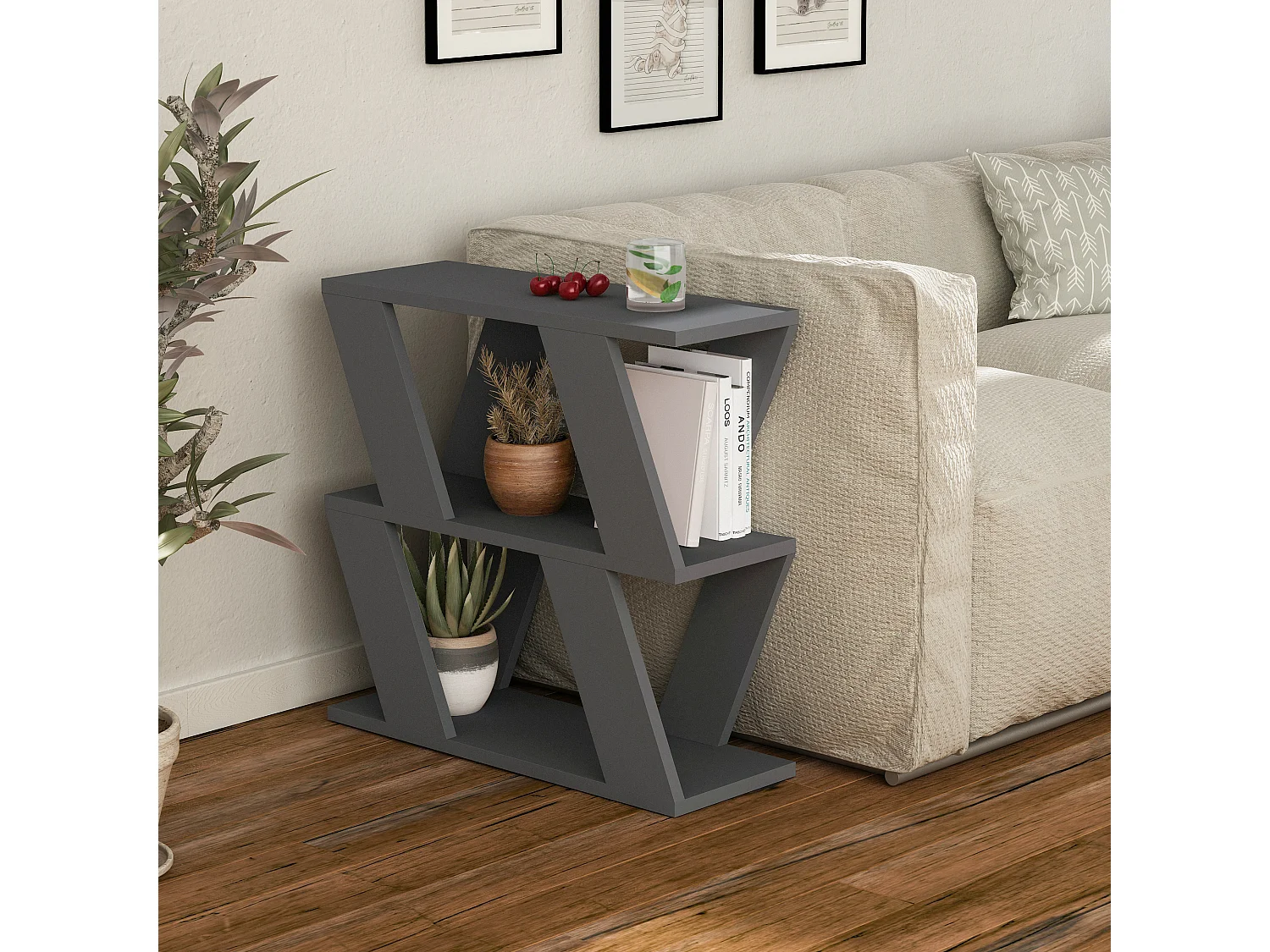 Table d'appoint LAZENA- blanc, 60x56x22