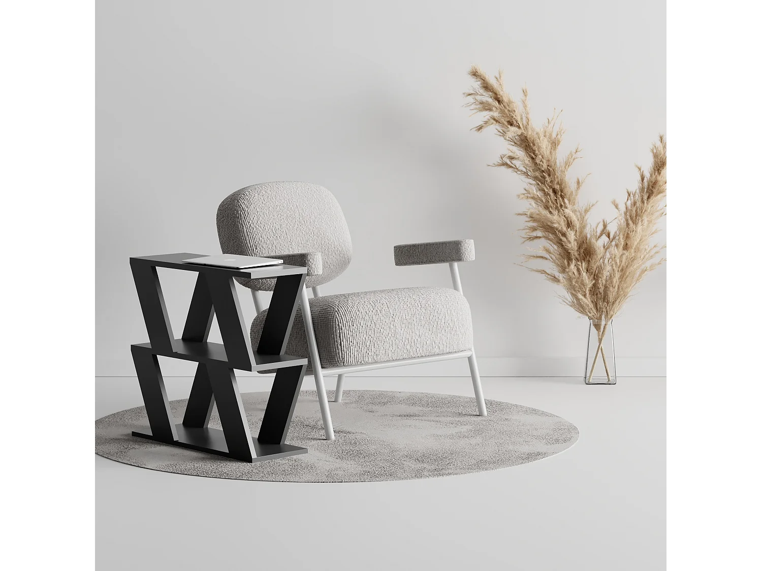 Beistelltisch LAZENA- Weiß, 60x56x22