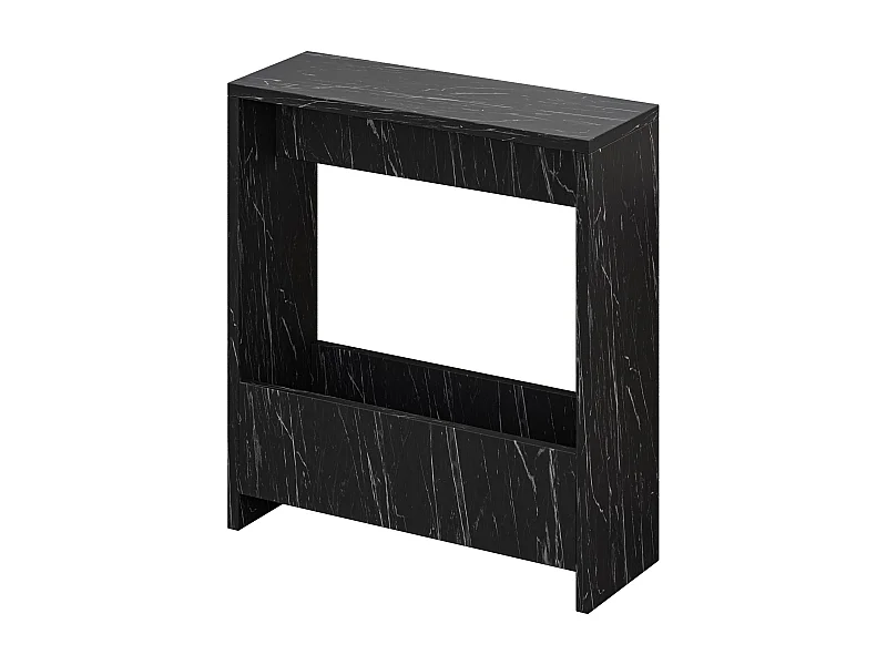 Decortie Effet Marbre Noir Brillant 20x55x60cm Table d'appoint avec étagère en aggloméré Table d'appoint rectangulaire Simpi