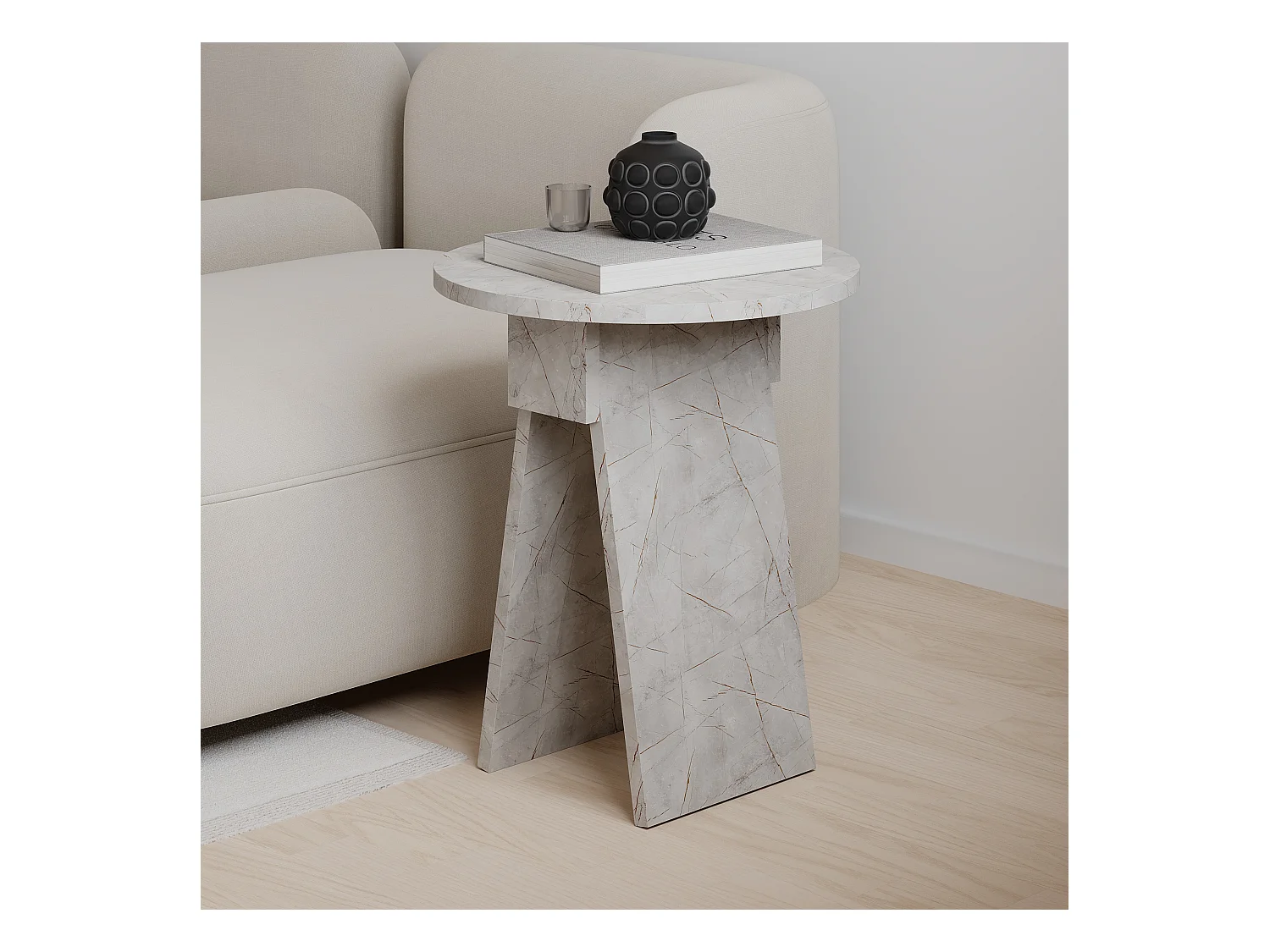 Decortie Goud Marmer Effect 42x42x50cm Bijzettafel Spaanplaat Salontafel Chen