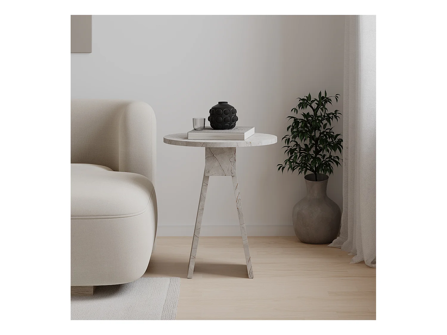 Decortie Goud Marmer Effect 42x42x50cm Bijzettafel Spaanplaat Salontafel Chen