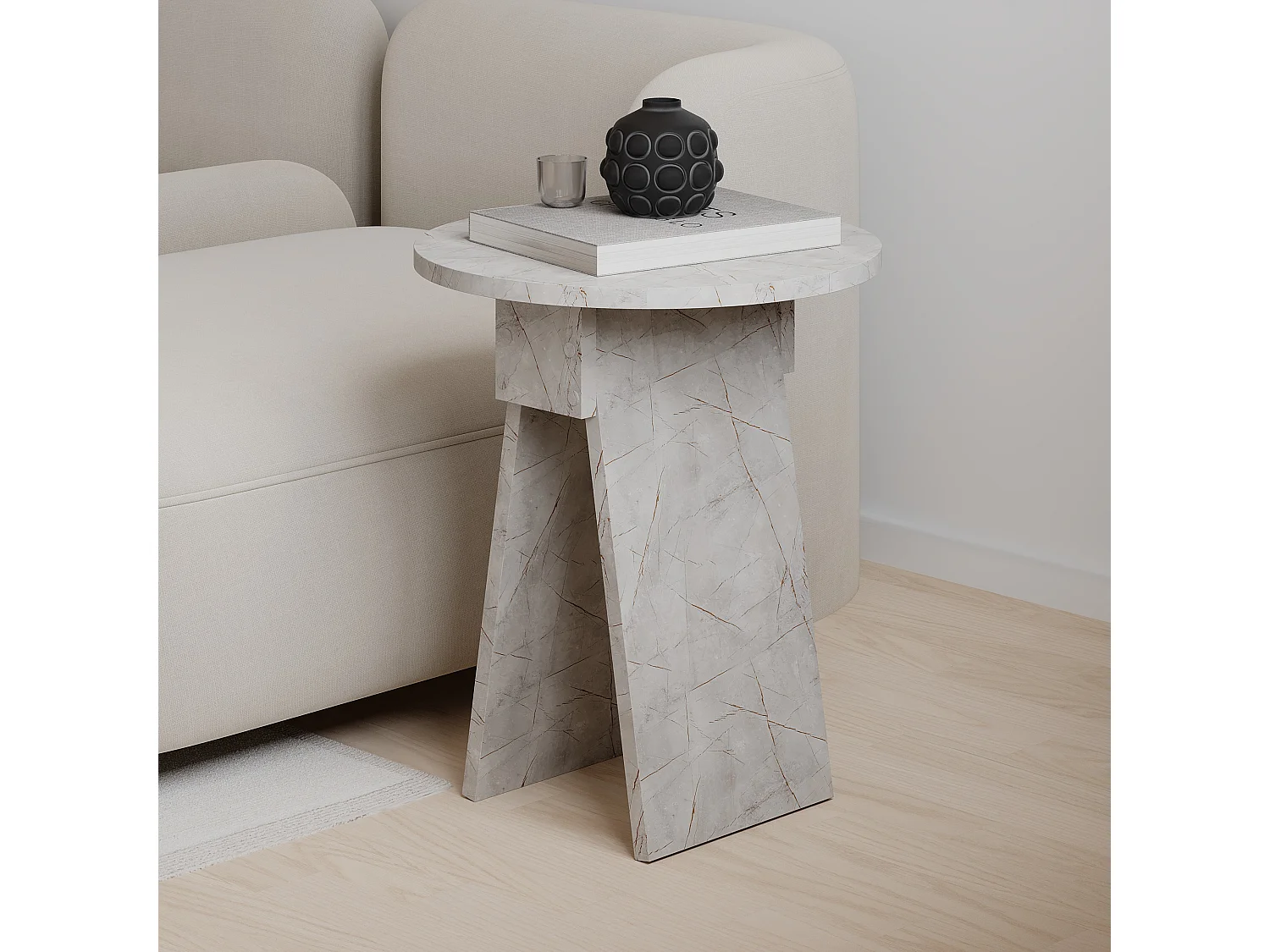 Decortie Effet Marbre Doré 42x42x50cm Table d'appoint, panneau de particules, table basse, Chen