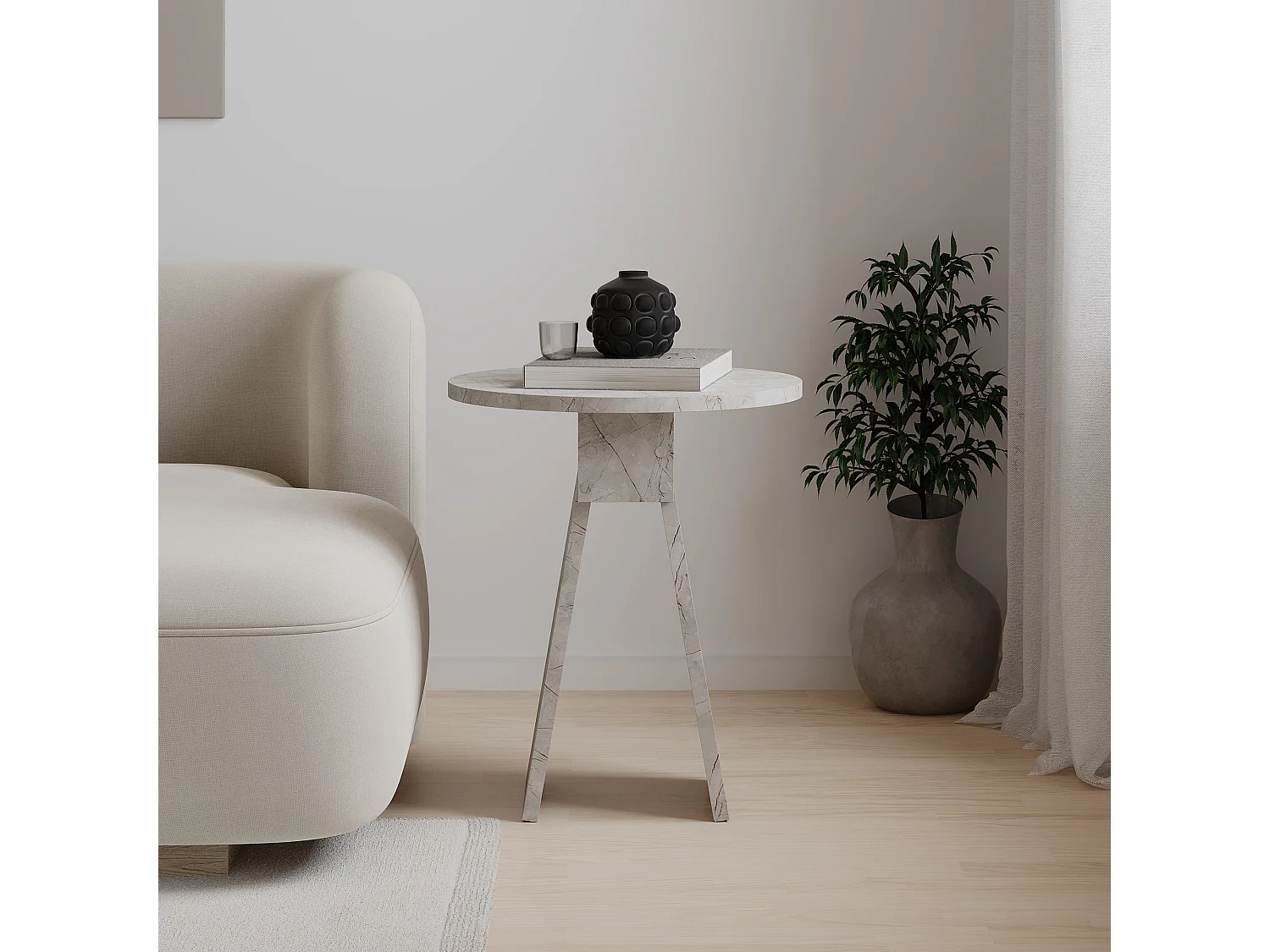 Decortie Effet Marbre Doré 42x42x50cm Table d'appoint, panneau de particules, table basse, Chen