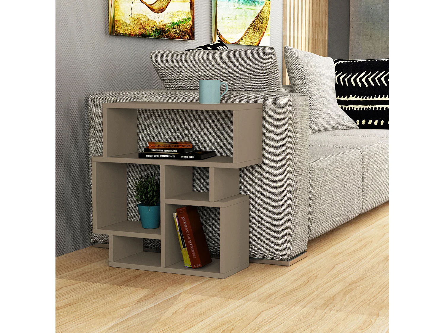 Bijzettafel KARMA-beige, 59x61x22