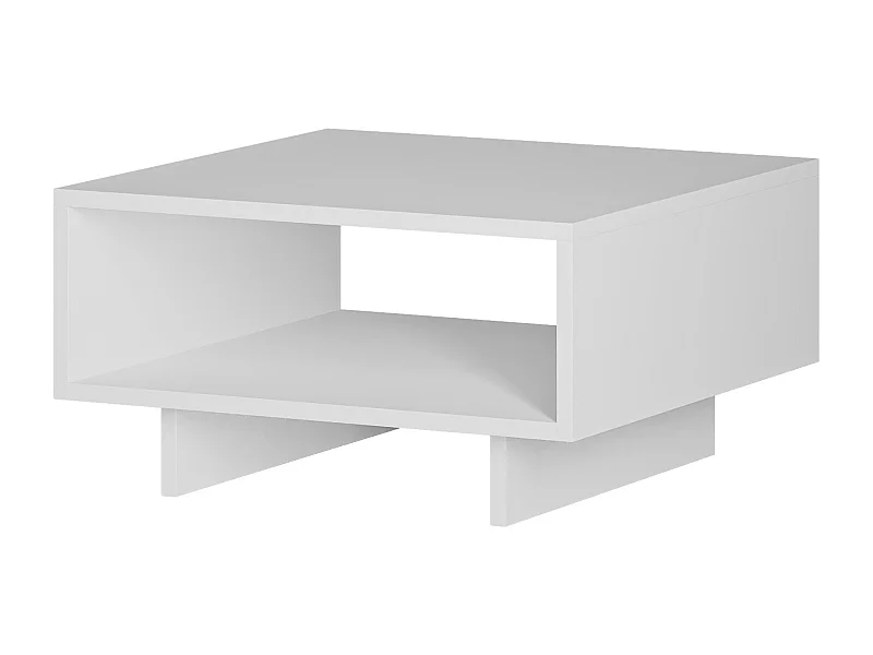 Decortie Blanc 60x60x32cm Table basse, panneau de particules Table centrale rectangulaire Rangement Hola