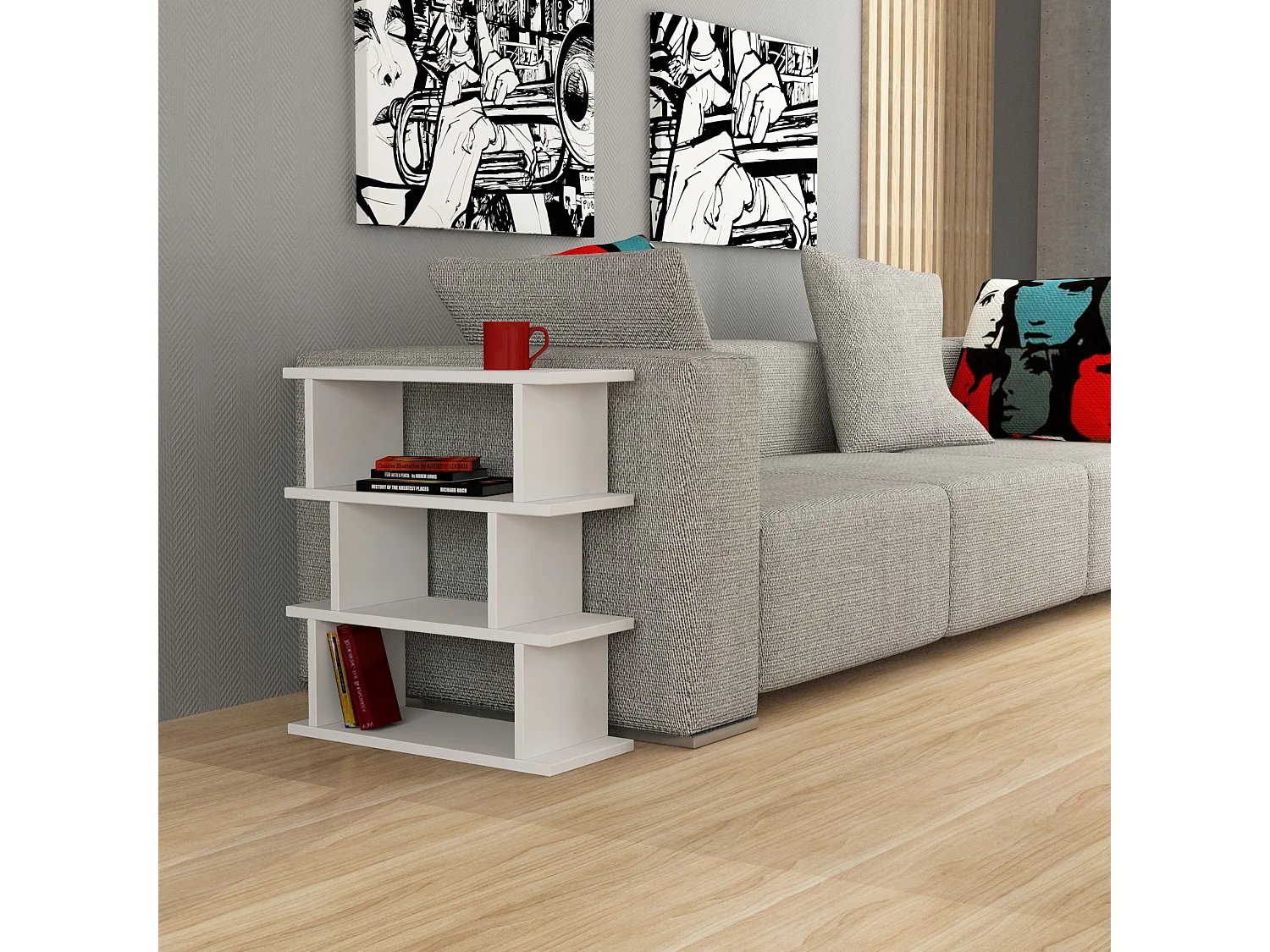 Beistelltisch TOTEM- Weiß, 54x60x22