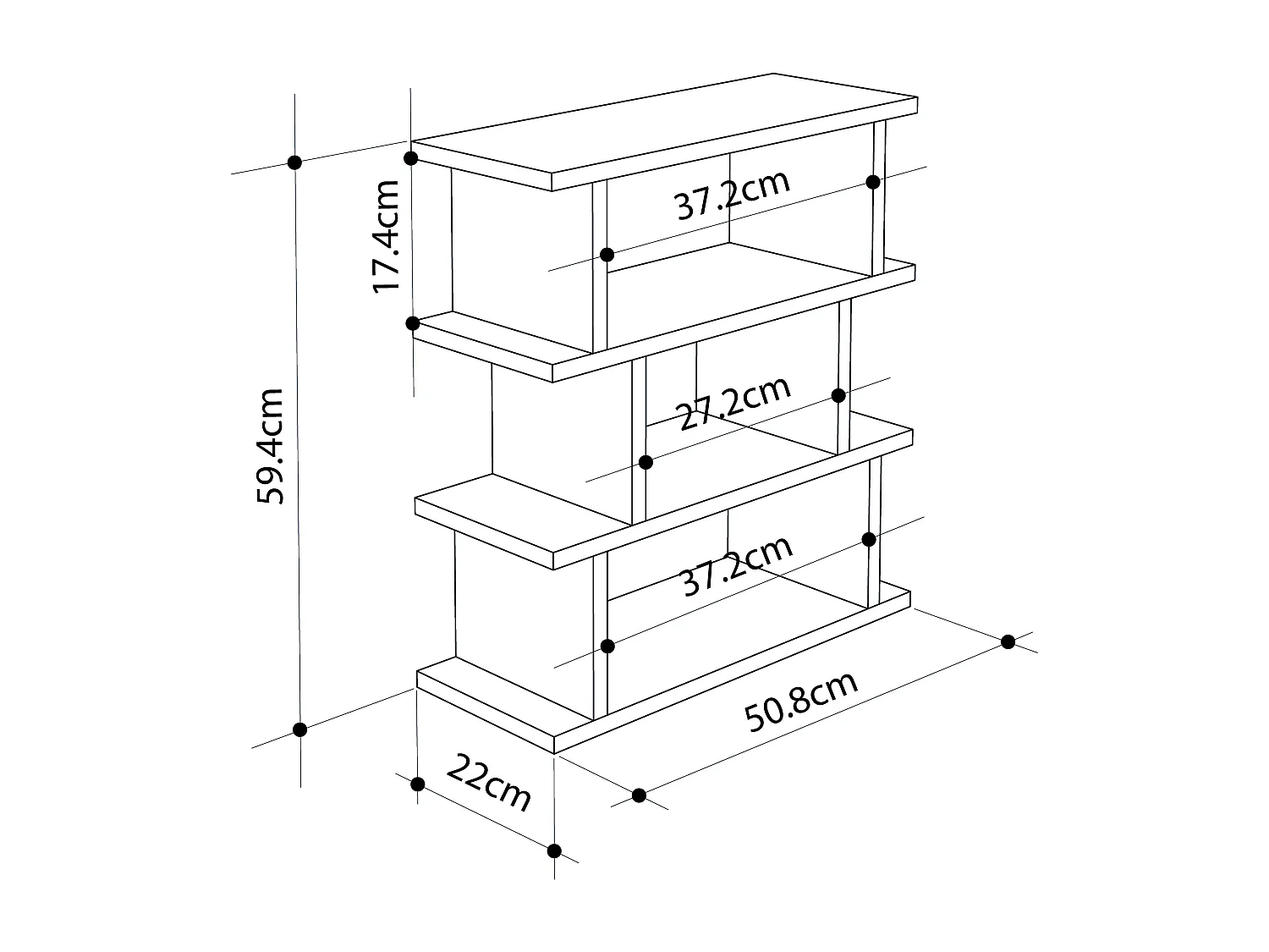 Beistelltisch TOTEM- Weiß, 54x60x22