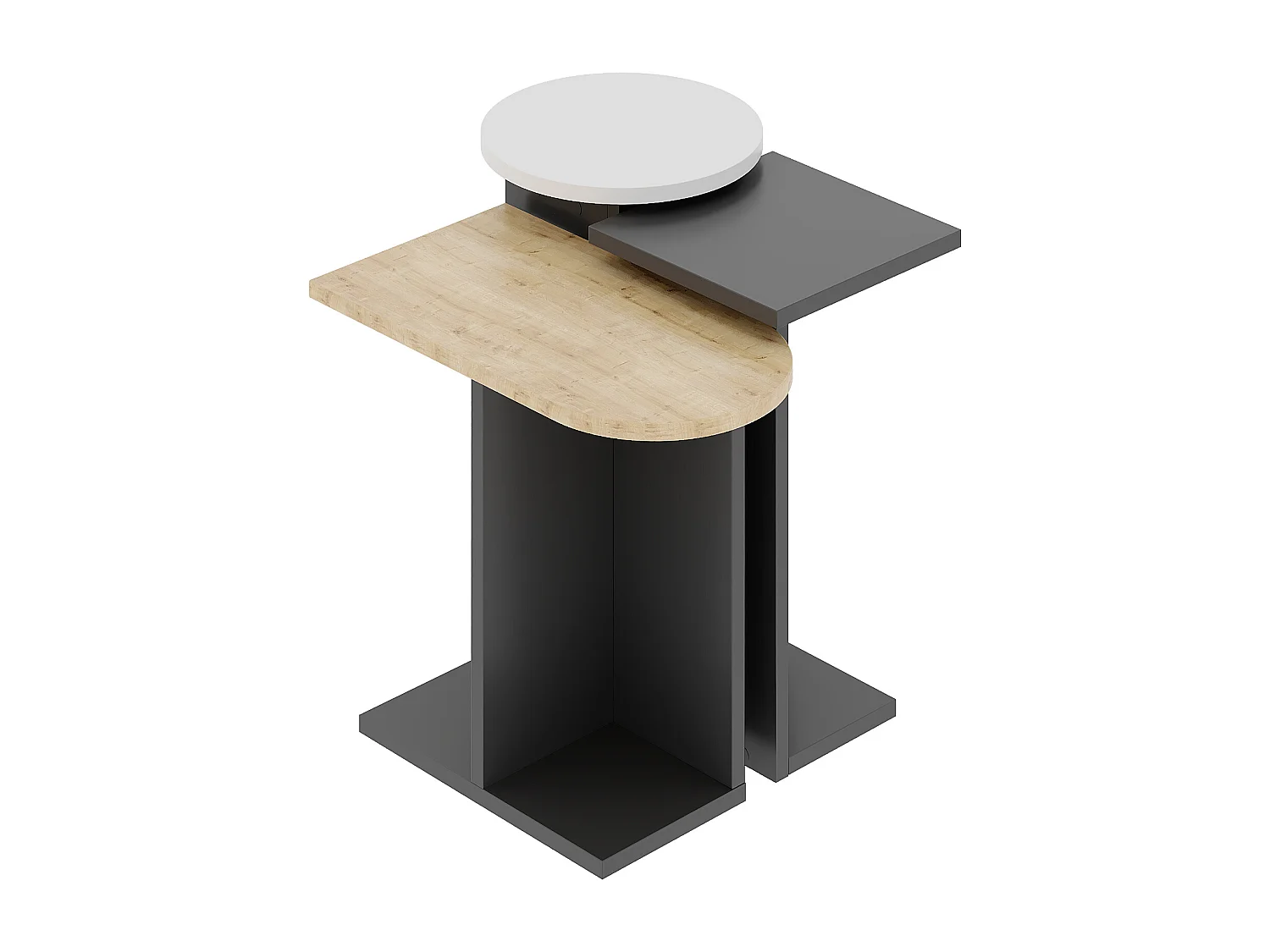 Beistelltisch MUND -Anthrazit-Eiche-Weiß - 50 x 27 x 46 cm