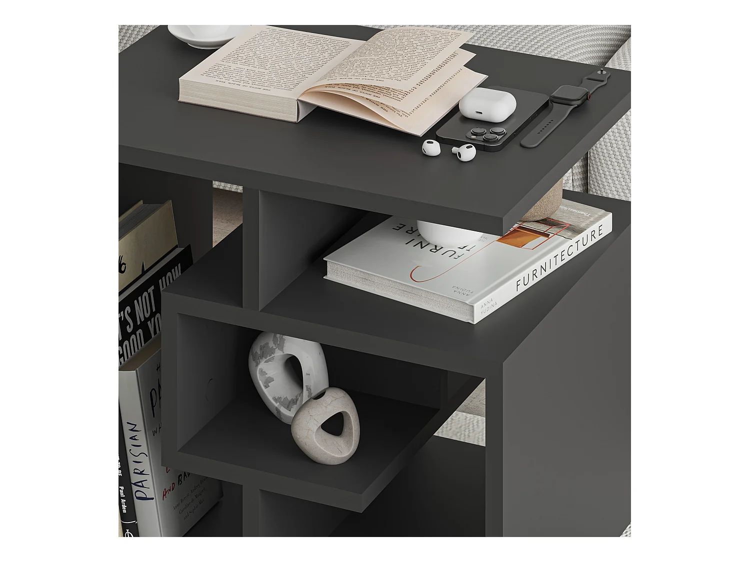 Salontafel LABIRENT- antracietgrijs, 54x45x40