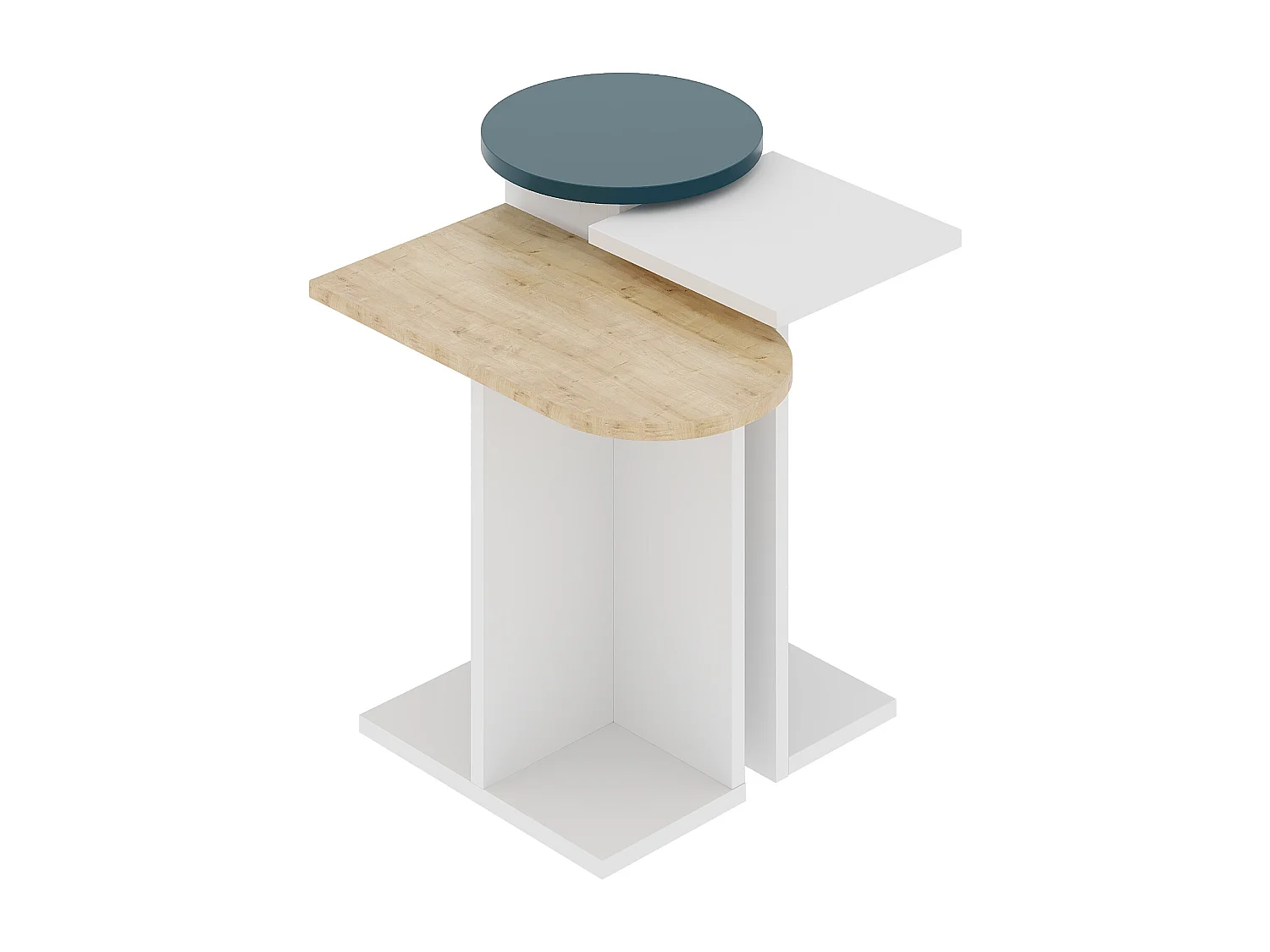 Beistelltisch MUND-Weiß-Eiche-Türkisblau - 50 x 27 x 46 cm