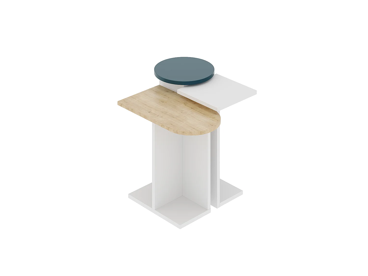 Beistelltisch MUND-Weiß-Eiche-Türkisblau - 50 x 27 x 46 cm