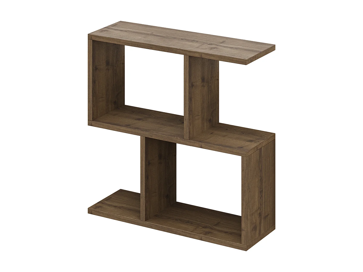 Decortie Effet Chêne Foncé 19.5x60x60cm Table d'appoint à 2 niveaux, panneau de particules Table latérale rectangulaire Homemania