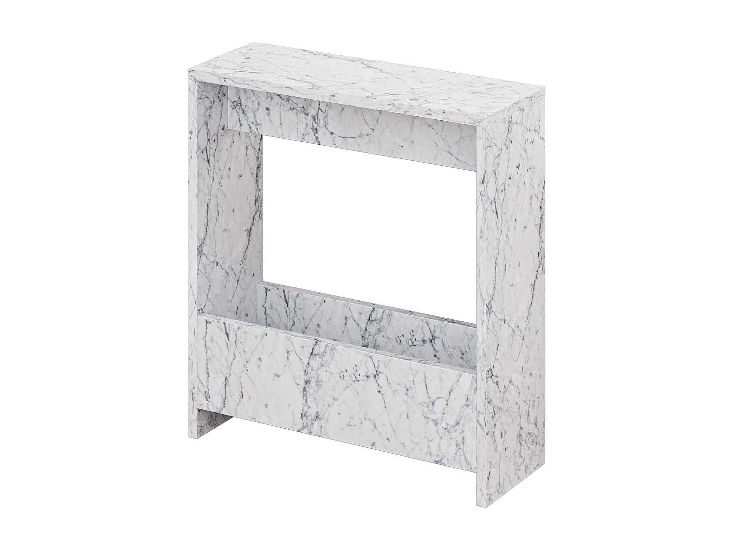 Decortie Effet Marbre Blanc 20x55x60cm Table d'appoint avec étagère en aggloméré Table d'appoint rectangulaire Simpi